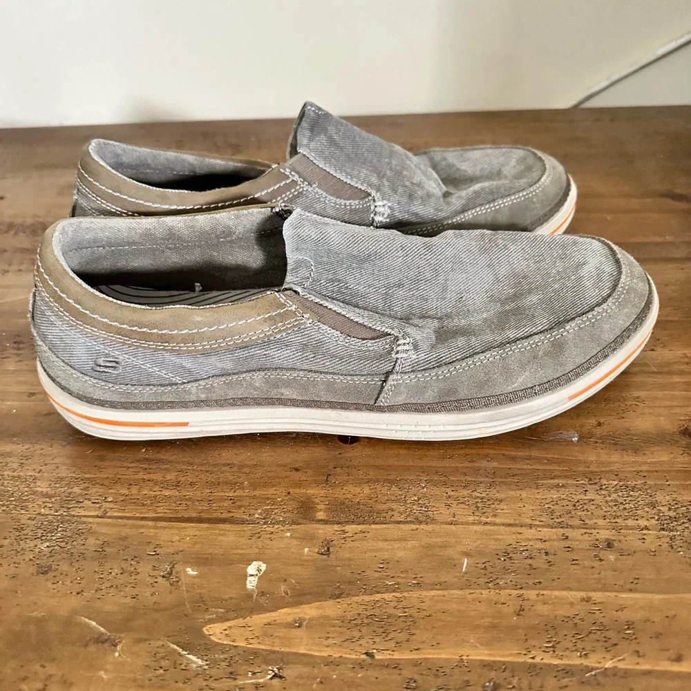 New Skechers Mens 64355/GRY Landen Steller Size 9.5 Shoes Slip On Loafer Foam